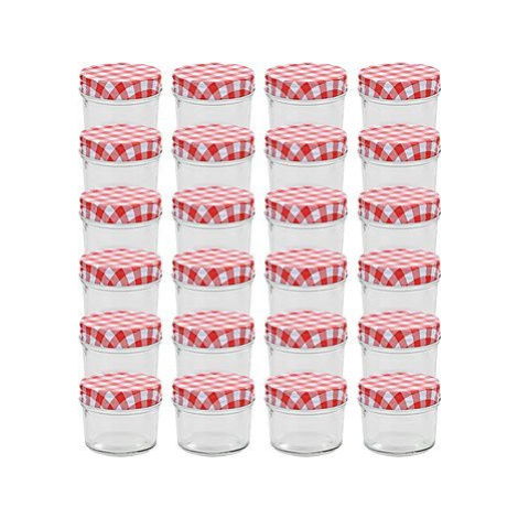 Zaváracie poháre s bielo-červenými viečkami 24 ks 110 ml SHUMEE