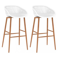 Barové stoličky 2 ks plast / kov Dekorhome Biela / hnedá,Barové stoličky 2 ks plast / kov Dekorh