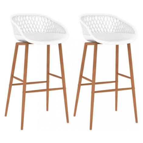 Barové stoličky 2 ks plast / kov Dekorhome Biela / hnedá,Barové stoličky 2 ks plast / kov Dekorh vidaXL