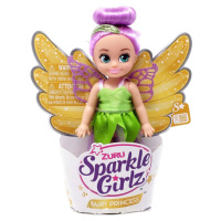 Zuru Víla Sparkle Girlz s krídlami v kornútku zelené šaty fialové vlasy