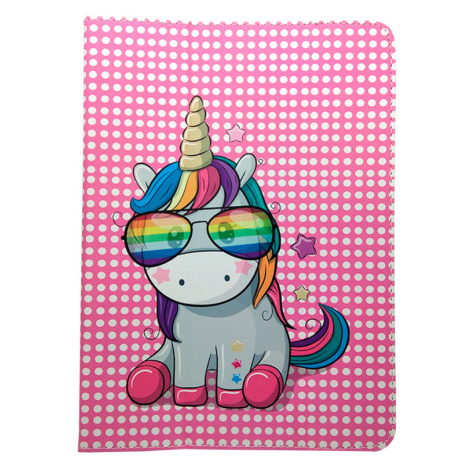 Univerzálne puzdro Rainbow Unicorn pre tablet 9-10” ružové