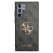 Guess PU 4G Metal Logo Zadný Kryt pre Samsung Galaxy S23 Ultra Grey