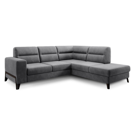 Taupe zamatová rozkladacia/s úložným priestorom rohová pohovka (pravý roh/do L) Cassara – ELTAP