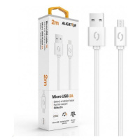 Aligator dátový a nabíjací kábel, konektor micro USB, 2A, 2m, biela