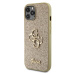 Guess PU Fixed Glitter 4G Metal Logo Zadný Kryt pre iPhone 12/12 Pro Gold