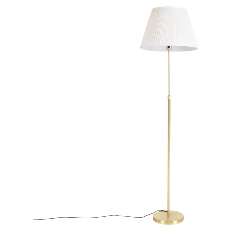 Stojacia lampa zlatá / mosadz so skladaným odtieňom krémová 45 cm - Parte QAZQA