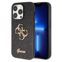 Guess PU Fixed Glitter 4G Metal Logo Zadný Kryt pre iPhone 15 Pro Max Black