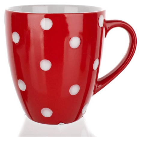 BANQUET Sada keramických hrnčekov baňaté 400 ml, červené s bodkami, 6 ks