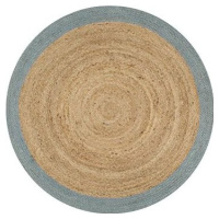 Ručne vyrobený koberec z juty s olivovo zeleným okrajom 90 cm