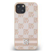 DKNY PU Leather Checkered Pattern and Stripe Apple iPhone 13 DKHCP13MPCPTSSP Pink