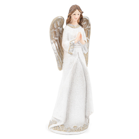 Polyresinový anjel so strieborným srdcom, 20 x 7,5 cm