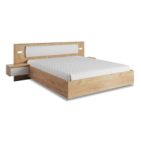 Drevená posteľ Xelo 160x200, 2x nočný stolík, bez roštu a mat.
