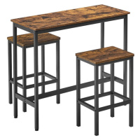 Barový set Paige - stôl, 2x stolička (hnedá)