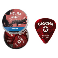 Cascha Guitar Pick Set Box Medium (24 medium guitar picks + metal box)