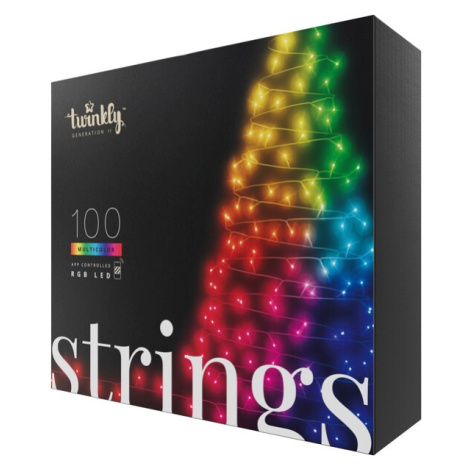 Twinkly Strings Multi-Color inteligentné žiarovky na stromček 100 ks 8m čierny kábel