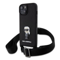 Karl Lagerfeld Saffiano Crossbody Metal Ikonik Kryt pre iPhone 15 Plus, Čierny