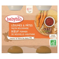 BABYBIO Denné menu Zelenina s cestovinami na bolonský spôsob s farmárskym hovädzím mäsom 2x200 g