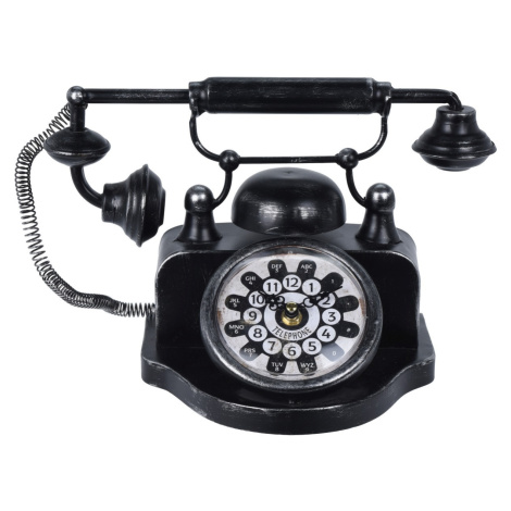Stolné hodiny Old telephone, čierna