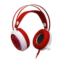 Redragon SAPPHIRE, herní sluchátka s mikrofonem, s regulací hlasitosti, bílo-červená, 2x 3.5 mm 