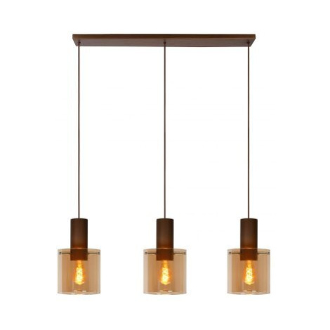 LUCIDE TOLEDO Pendant 3xE27/60W Copper/Glass Amber závěsné svítidlo, lustr (Fulgur)
