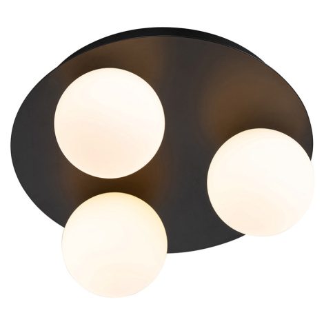Moderné kúpeľňové stropné svietidlo čierne 3-svetlo - Cederic QAZQA