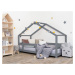 Benlemi Detská posteľ domček LUCKY s bočnicou Zvoľte farbu: Tmavo sivá, Rozmer: 120 x 200 cm
