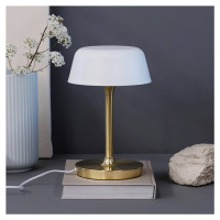 Dyberg Larsen Valencia stolová lampa, biela/mosadz, výška 30 cm