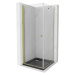 MEXEN/S - Pretória sprchovací kút 90x90, transparent, zlatá + sprchová vanička vrátane sifónu 85