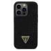 Guess Rhinestones Triangle Metal Logo Kryt pre iPhone 14 Pro, Čierny