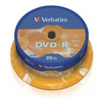 Verbatim DVD-R, Matt Silver, 43522, 4.7GB, 16x, cake box, 25-pack, bez možnosti potisku, 12cm, p