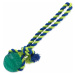 Hračka Dog Fantasy DENTAL MINT lopta hádzacia s povrazom zelená 7x30cm