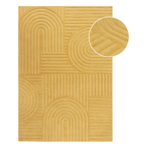 Žltý vlnený koberec Flair Rugs Zen Garden, 120 x 170 cm