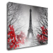 Impresi Obraz Eiffelova veža čiernobiela s červeným detailom - 90 x 70 cm