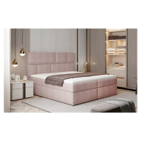 NABBI Ferine 145 čalúnená manželská posteľ s úložným priestorom ružová