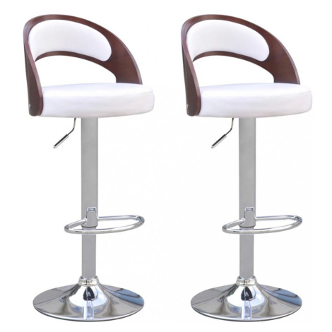 Barové stoličky 2 ks umelá koža / drevo / kov Dekorhome Biela vidaXL