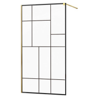 MEXEN/S - KIOTO Sprchová zástena WALK-IN 120x200 cm 8 mm, zlatá, čierny vzor 2 800-120-101-50-78