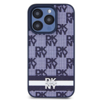 DKNY PU Leather Checkered Pattern and Stripe Apple iPhone 15 Pro DKHCP15LPCPTSSB Blue