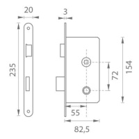 FA - ZÁMOK PZ 72 BIELY POZINK POB - pozink biely PZ otvor pre vložku 72 mm