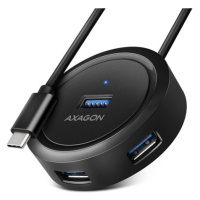 AXAGON HUE-P1C 4x USB 3.2 Gen 1 ROUND hub, micro USB power IN, 30cm USB-C cable