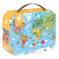 Janod Puzzle pre deti Mapa sveta v kufríku 300 ks