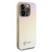 Guess PU Leather Iridescent Metal Script Zadný Kryt pre iPhone 15 Pro Gold