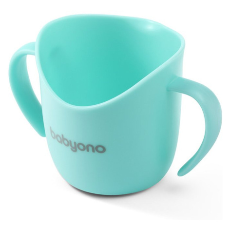 BABYONO Hrnček ergonomický s uškami 120 ml mint 6m