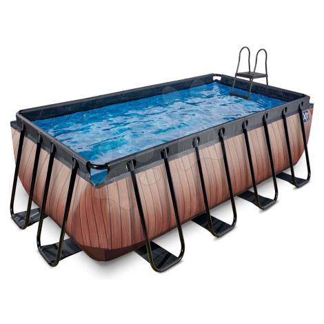 Bazén s pieskovou filtráciou Wood pool Exit Toys oceľová konštrukcia 400*200*122 cm hnedý od 6 r