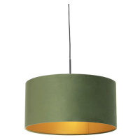 Závesné svietidlo s velúrovým odtieňom zelené so zlatou 50 cm - Combi