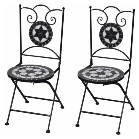 Záhradná skladacia stolička 2 ks Čierna vidaXL