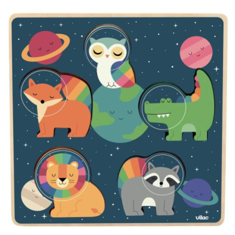 Vilac Vkladacie puzzle Zvierací astronauti