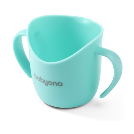 BABYONO Hrnček ergonomický s uškami 120 ml mint 6m+