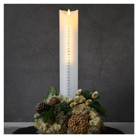 LED sviečka Sara Calendar, biela/strieborná, výška 29 cm SIRIUS