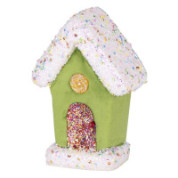 Dekoracia MagicHome Candy Line, domček, zelený, 16 cm, závesný