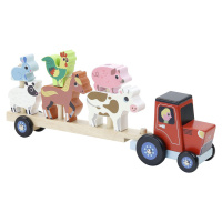 Dřevěný traktor se zvířátky na nasazování Zetor vícebarevný